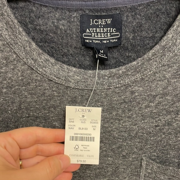 Lightweight blue fleece from J Crew. Pocket in front - Picture 3 of 3